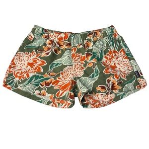 Patagonia Green and Orange Floral Athletic Shorts